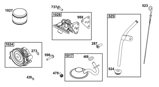 Lubrication Group Diagram and Parts List for 305447-0612-B5 200000 - 399999 Briggs and Stratton Engine